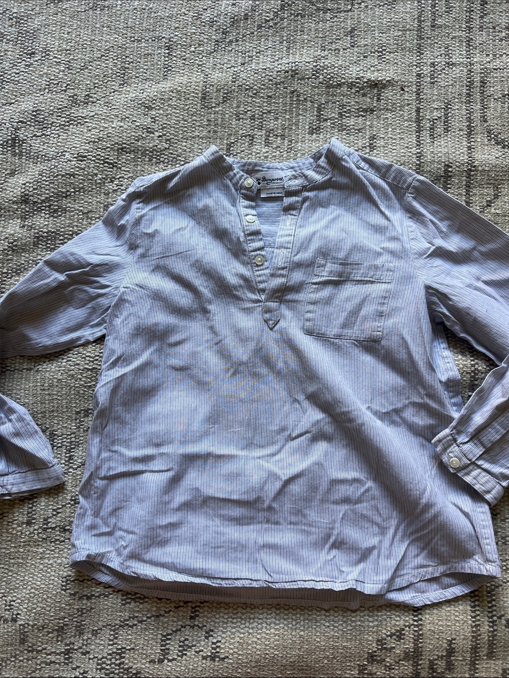Bonpoint Light Blue Pinstripe Button-Front Shirt